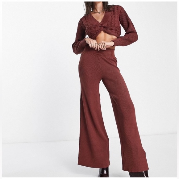 NWT Free People Emilie Knit Two Piece
Sweater Set Top Pants Cherry Cola - Picture 3 of 7